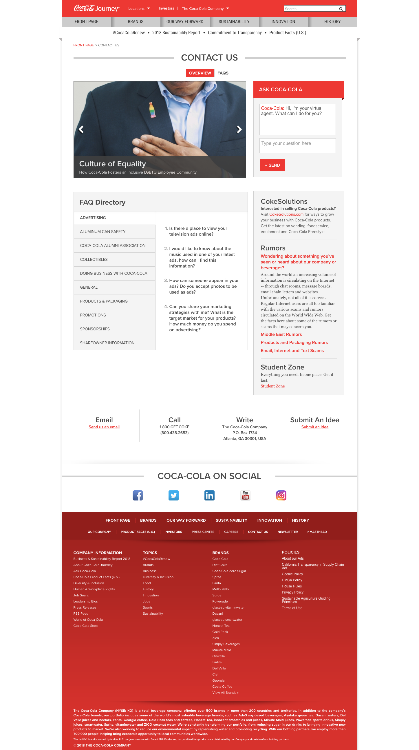 Coca Cola Contact Us Page