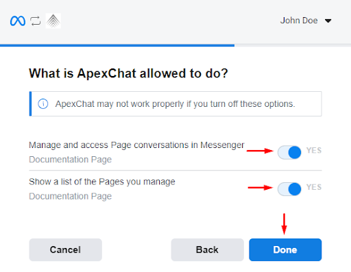 FB Integration accounts