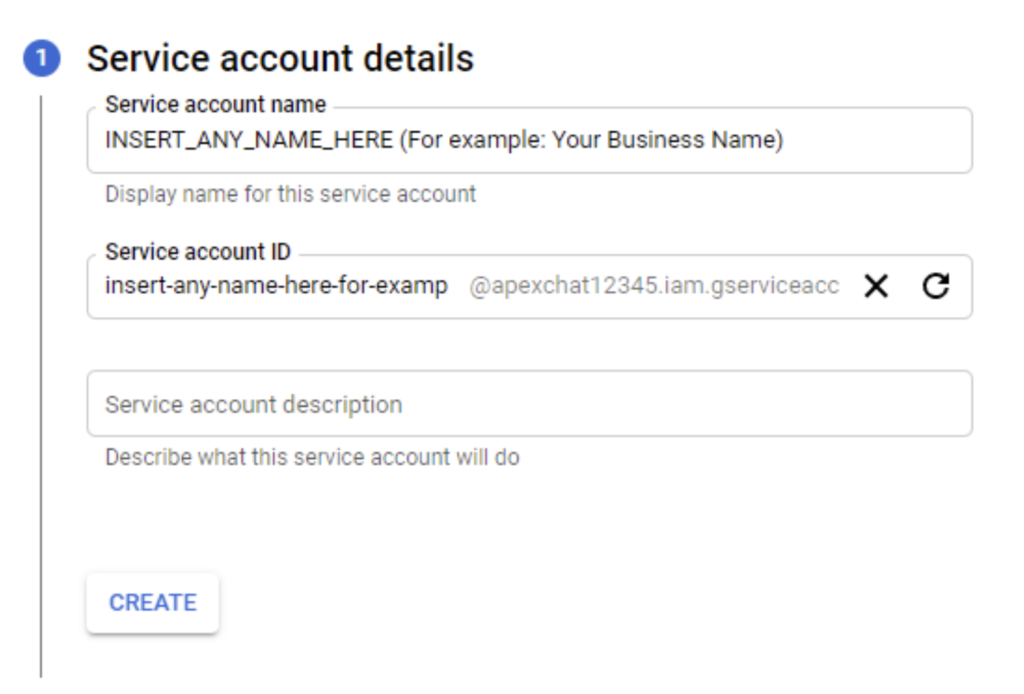 GMB Service Account Details