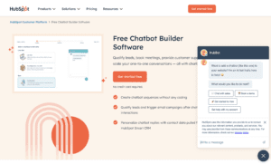 Hubspot live chat webpage