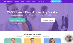 Juvo Leads website homepage