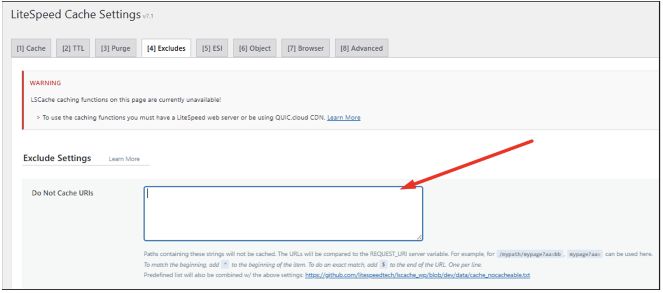 LiteSpeed Cache Settings