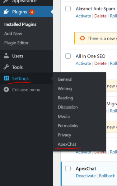 Settings Menu